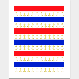 Red White Blue Anchors Away Posters and Art